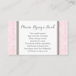 Tarjeta De Recepción Rubor Pink Damask Baby Shower Book Request