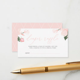 Tarjeta De Recepción Rubor Pink Floral Baby Shower Diaper Raffle