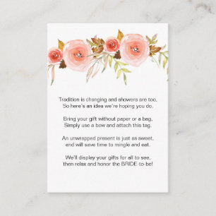 Tarjeta De Recepción Rubor Pink Floral No Wrap Shower etiqueta 3605b