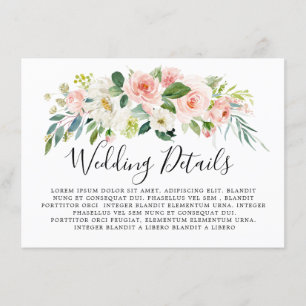 Tarjeta De Recepción Rubor Pink Florals Boda botánico moderno
