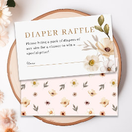 Tarjeta De Recepción Rubor Pink Gold Floral Diaper Raffle Baby Shower