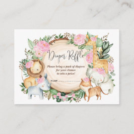 Tarjeta De Recepción Rubor Pink Jungle Safari Baby Diaper Raffle