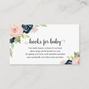 Tarjeta De Recepción Rubor Pink Navy Blue Floral Baby Shower