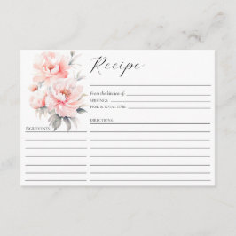 Tarjeta De Recepción Rubor Pink Peonies Floral Bridal Shower RECIPE