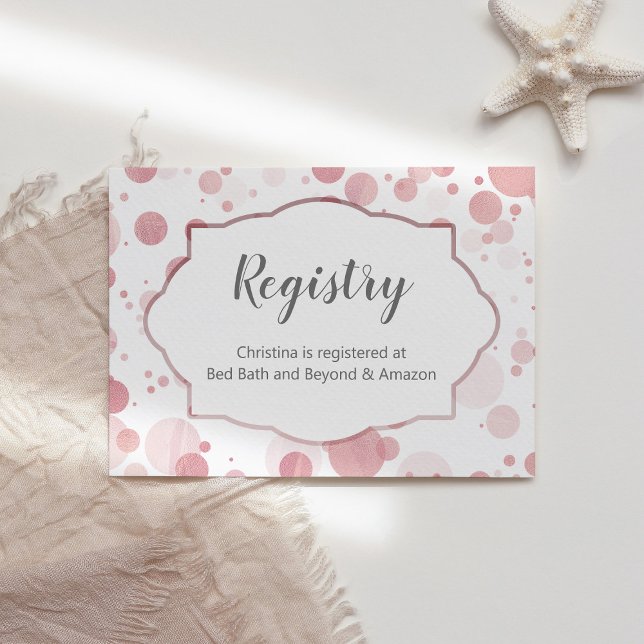 Tarjeta De Recepción Rubor Pink Polka Dots "Registry" Baby Shower (Subido por el creador)