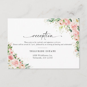 Tarjeta de recepción Rubor Pink Rose Gold Wedding