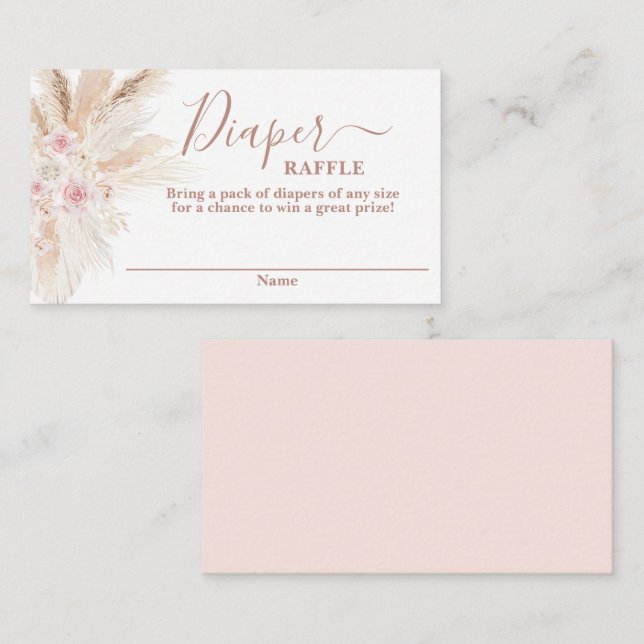 Tarjeta De Recepción Rubor Pink Tropical baby ducha Diaper Raffle Card (Anverso / Reverso)