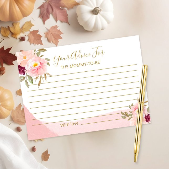 Tarjeta De Recepción Rubor Pink Watercolor Floral Baby Shower Consejos (Subido por el creador)