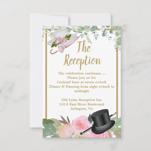 Tarjeta de recepción Rubor Romantic Floral Wedding (Anverso)