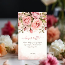 Rubor Rosa acuarela Baby Shower Diaper Raffle