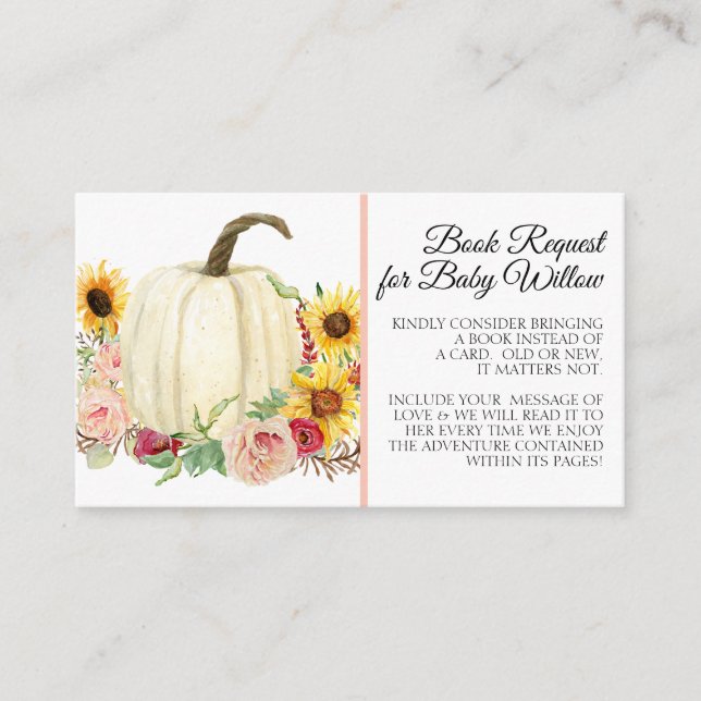 Tarjeta De Recepción Rubor Sunflower Pink Floral Pumpkin Baby Shower (Anverso)