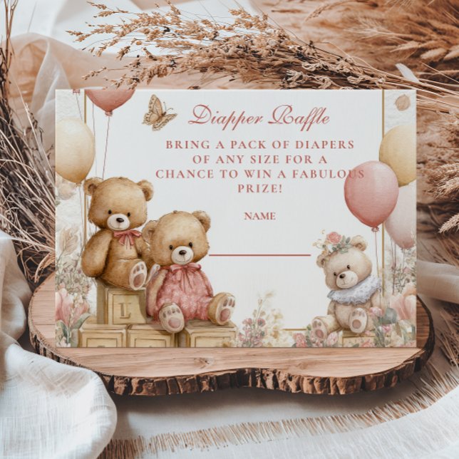 Tarjeta De Recepción Rubor Teddy Bear Diapper Raffle (Subido por el creador)