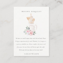 Tarjeta De Recepción Rubor Utensils Floral Recipe Request Baby Shower