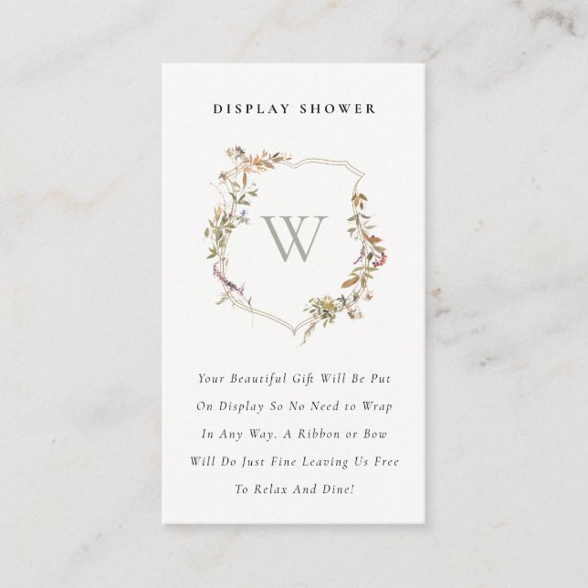 Tarjeta De Recepción Rubor Wildflower Escudo Display Shower Baby Shower (Anverso)