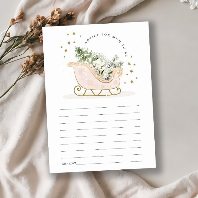 Tarjeta De Recepción Rubor Winter Sleigh Advice para Mamá Baby Shower (Subido por el creador)
