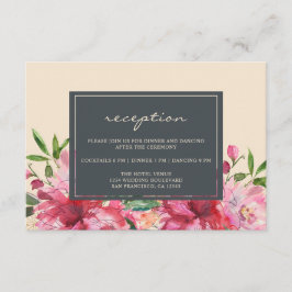 Tarjeta De Recepción Ruby Pink Peony Floral Botánica Marfil Boda