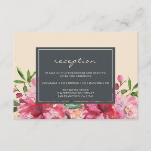 Tarjeta De Recepción Ruby Pink Peony Floral Botánica Marfil Boda
