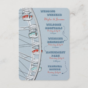 Tarjeta De Recepción Rueda de Ferris Ilustrada de Fin de Semana de Boda