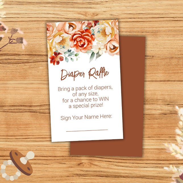 Tarjeta De Recepción Rust Beige Floral Baby Shower Diaper Raffle (Subido por el creador)