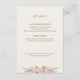 Tarjeta De Recepción Rust Floral y Pampas Grass Boho