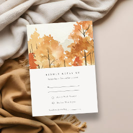 Tarjeta De Recepción Rust Naranja Amarillo Otoño Árboles otoño Boda RSV