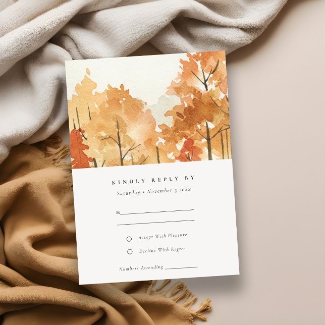 Tarjeta De Recepción Rust Naranja Amarillo Otoño Árboles otoño Boda RSV (Subido por el creador)
