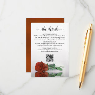 Tarjeta De Recepción Rust Naranja Rosa Elegant Wedding Detalles del cód
