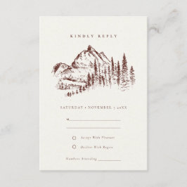 Tarjeta De Recepción Rust Pine Woods Mountain Sketch Wedding RSVP