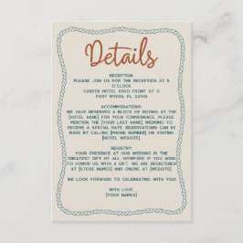 Tarjeta De Recepción Rust Teal Western Rustic Barn Wedding Details