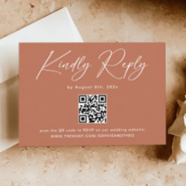 Tarjeta De Recepción Rust Terracotta Wedding RSVP Código QR