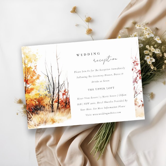 Tarjeta De Recepción Rust Yellow Otumn Landscape Wedding Reception (Subido por el creador)