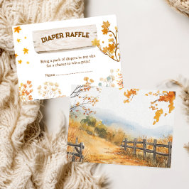 Tarjeta De Recepción Rustic Autumn Diaper Raffle Baby Shower
