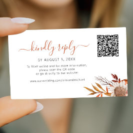 Tarjeta De Recepción Rustic autumn fall boho wedding online rsvp