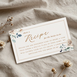 Tarjeta De Recepción Rustic Autumn Floral Bridal Shower Recipe Request