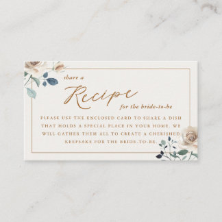 Tarjeta De Recepción Rustic Autumn Floral Bridal Shower Recipe Request