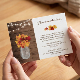 Tarjeta De Recepción Rustic Autumn String ilumina el alojamiento Boda