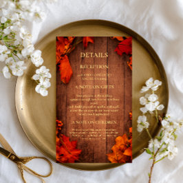 Tarjeta De Recepción Rustic Autumn Wood Leaves