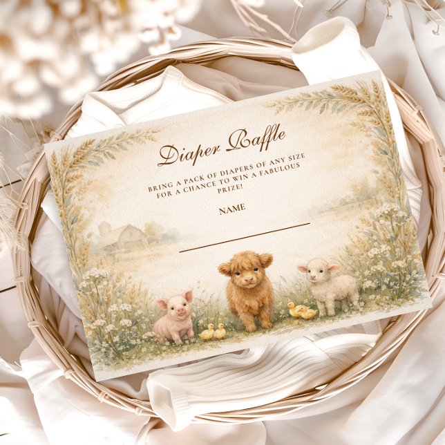 Tarjeta De Recepción Rustic Barnyard Meadow Diapper Raffle (Subido por el creador)
