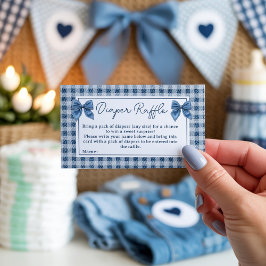 Tarjeta De Recepción Rustic Blue Jean Denim Diaper Raffle Baby Shower