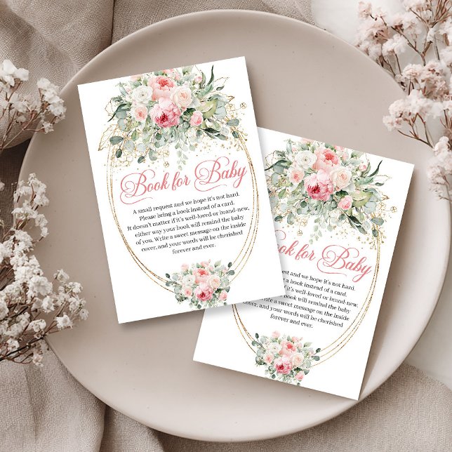 Tarjeta De Recepción Rustic Blush and Gold Floral Book Request (Rustic Blush and Gold Floral Book Request)