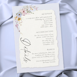 Tarjeta De Recepción Rustic Blush Pink Romantic Wildflower Wedding