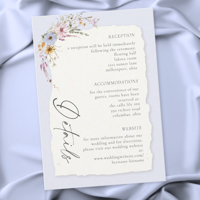 Tarjeta De Recepción Rustic Blush Pink Romantic Wildflower Wedding (Rustic Blush Pink Romantic Wildflower Wedding Enclosure Card)