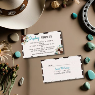 Tarjeta De Recepción Rustic Boho Bridal Display Shower Turquoise