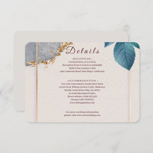 Tarjeta De Recepción Rustic Botanical Wedding Enclosure Card | Elegant  (Anverso / Reverso)