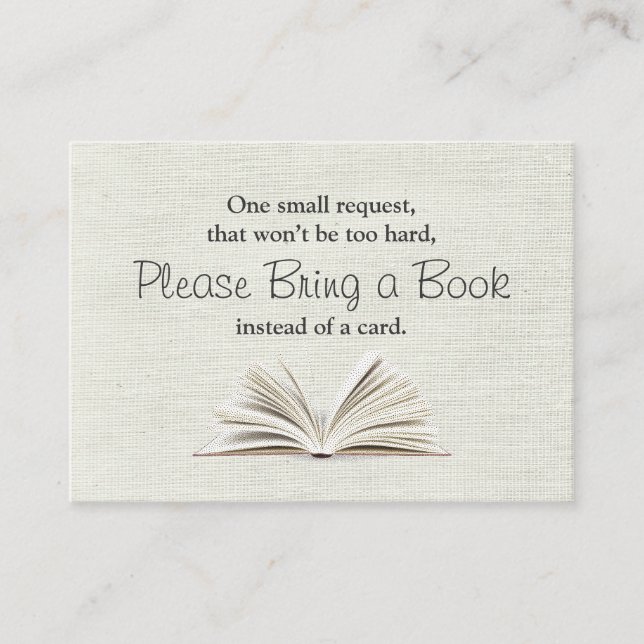 Tarjeta De Recepción Rustic Bring a Book Baby Shower Insert (Anverso)