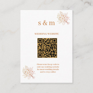 Tarjeta De Recepción Rustic Brown & Blush Floral Wedding Website Card