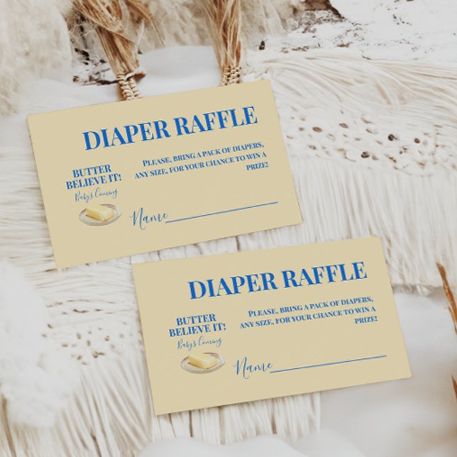 Tarjeta De Recepción Rustic Butter Yellow Blu Baby Shower Diaper Raffle (Subido por el creador)