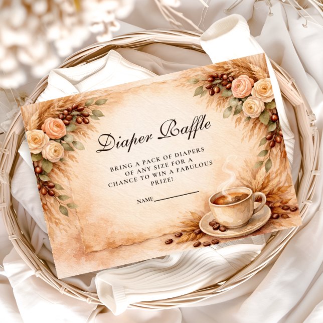 Tarjeta De Recepción Rustic Coffee Baby Shower Diapper Raffle (Subido por el creador)