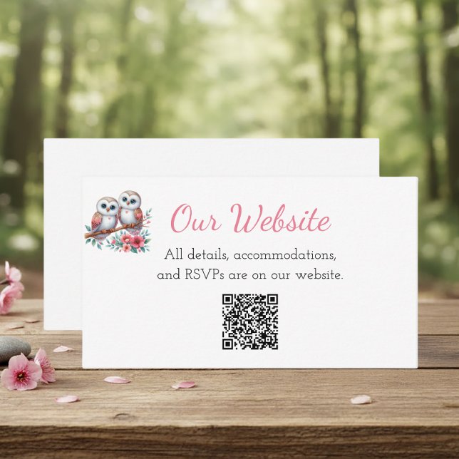 Tarjeta De Recepción Rustic Country Owl Boho Wedding Website  (Subido por el creador)