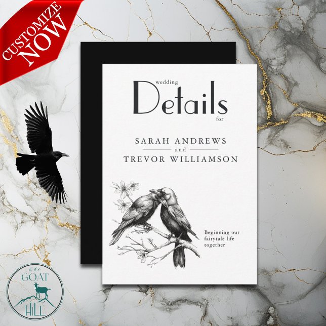 Tarjeta De Recepción Rustic Crow Lovers (easy to customize)